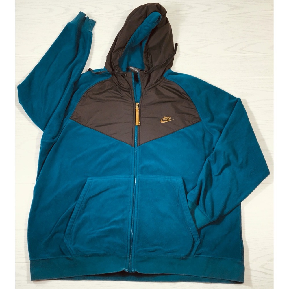 Nike Windrunner Jacket Men XXL Blue Full Zip Hooded Pockets Fleece 929114-474